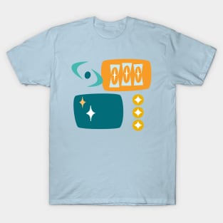 Atomic Age MCM Pattern in Aqua, Orange, Teal T-Shirt